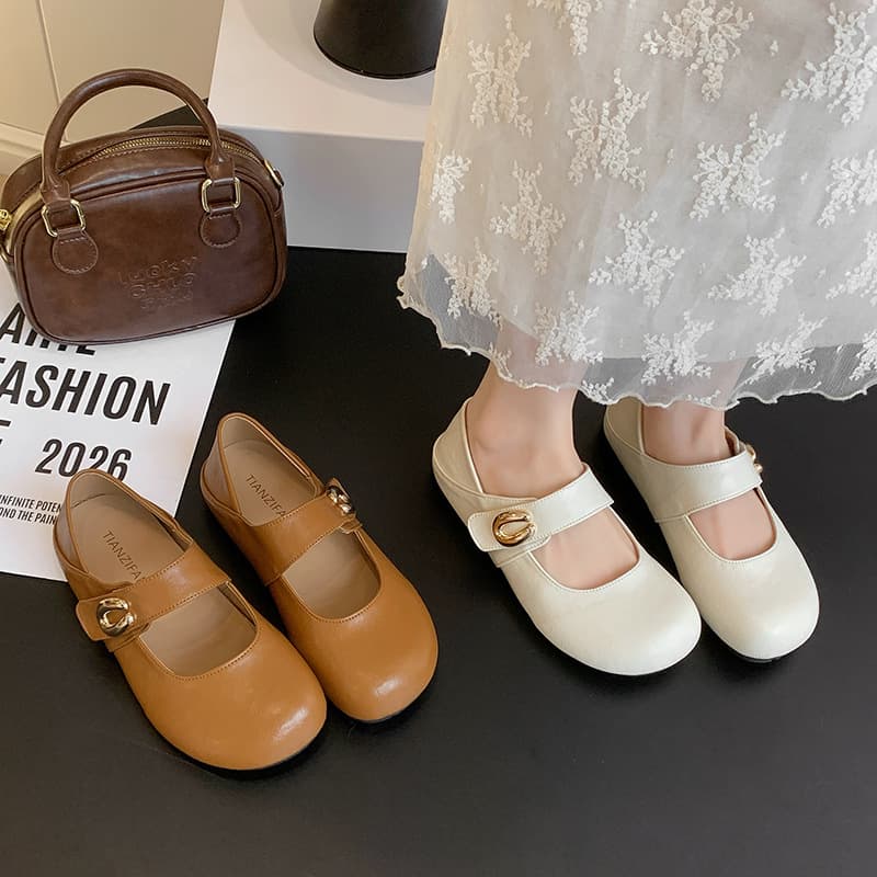 French Mary Jane Shoes Women's Summer New Fashion Versatile with Dresses Two-Way Wear Comfortable Soft Sole Moccasin Shoes Shallow Mouth Flats