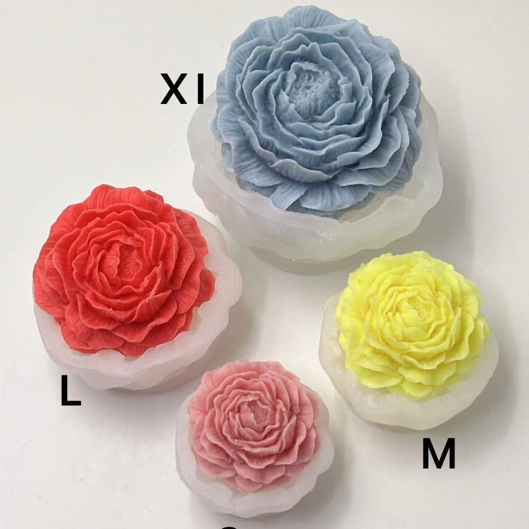 Large Medium Small Peony Silicone Mold Candle Plaster Mold DIY Handmade Flower Soap Scented Candle Decoration Making Tool