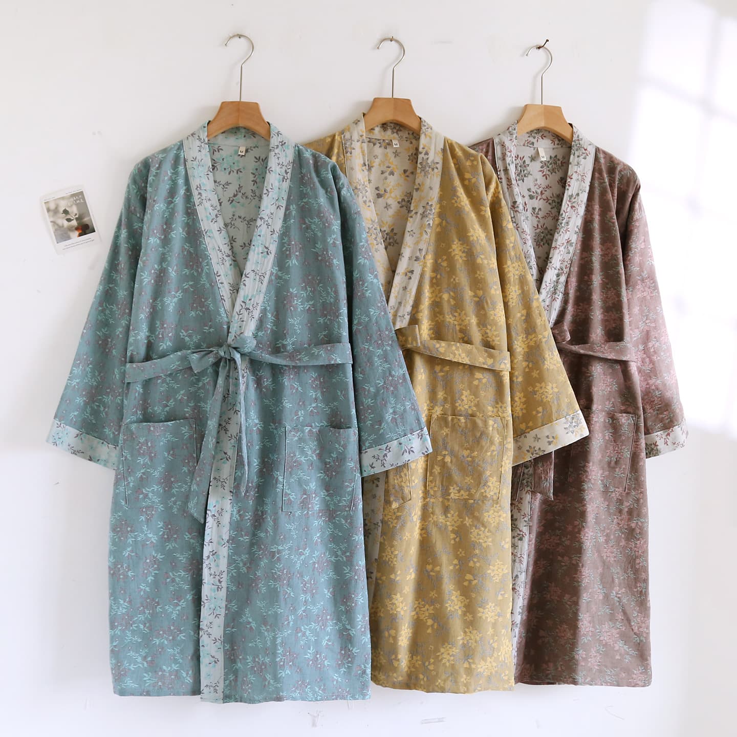 Pure Cotton Gauze Kimono Robe Spring/Autumn Sleepwear Export Quality Double-Layer Gauze Bathrobe Spa Robe Nightgown