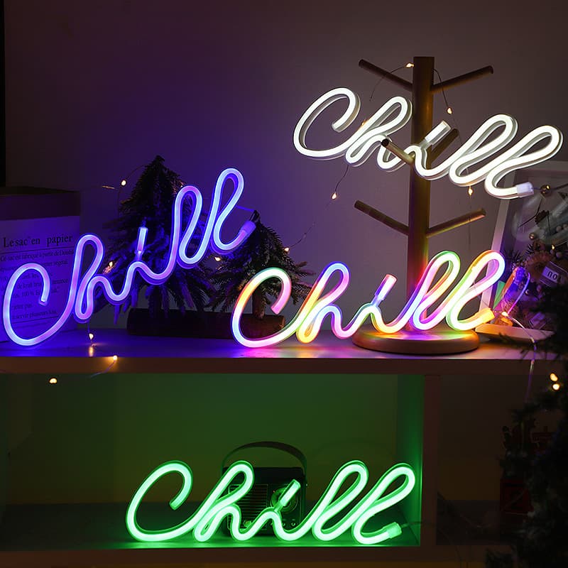 New Cross-Border LED Neon Light CHILL Very Cool Creative Shape Lamp Room Decoration Wall Hanging Atmosphere Decor