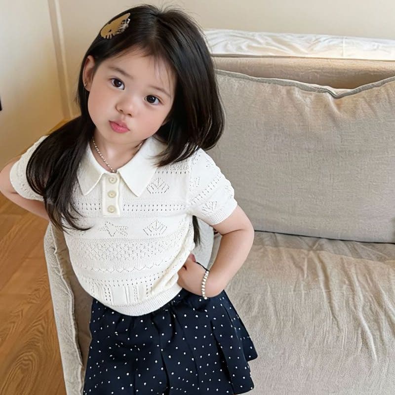 Summer Kids Ice Silk Knitted Hollow T-Shirt Old Money Style Boys Girls Fashion Versatile Korean Children Clothing