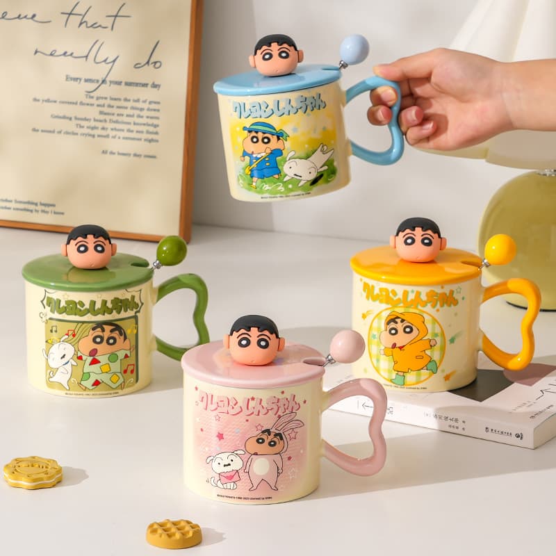 Crayon Shin-chan Ins Cute Cartoon Kids Ceramic Mug High Aesthetic Dormitory Girls Office Japanese Style Water Cup