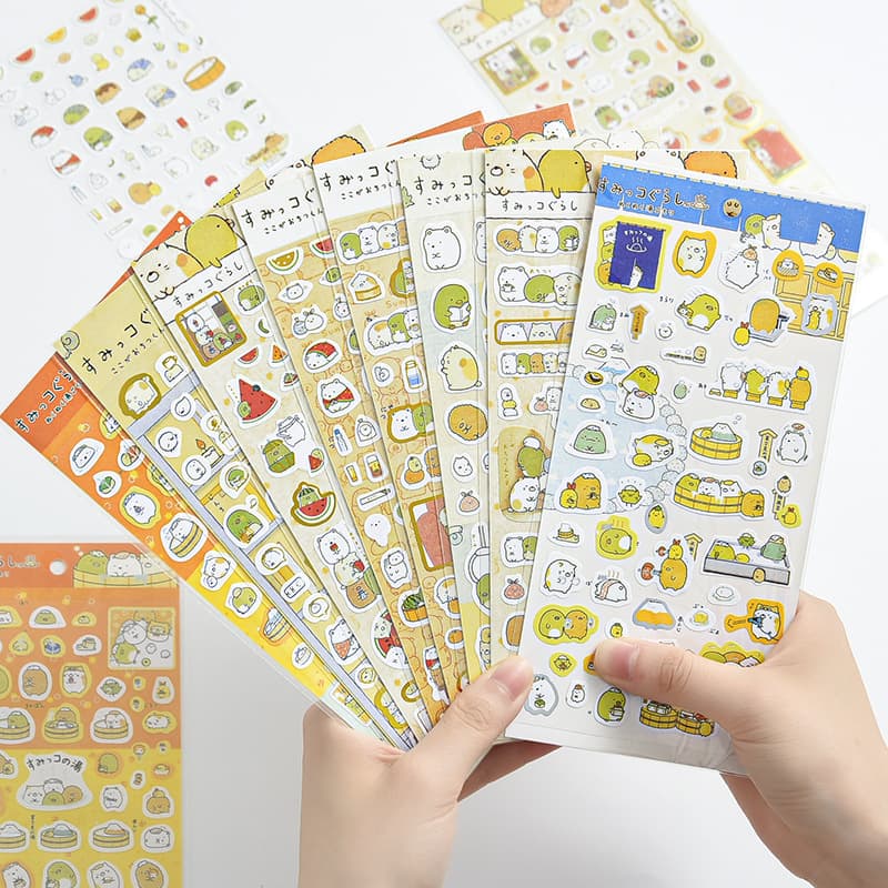 Korean Style Gold Stamping Diary Decoration Cute Cartoon Animal Watermelon Flat Surface Sticker for Journaling And Scrapbooking