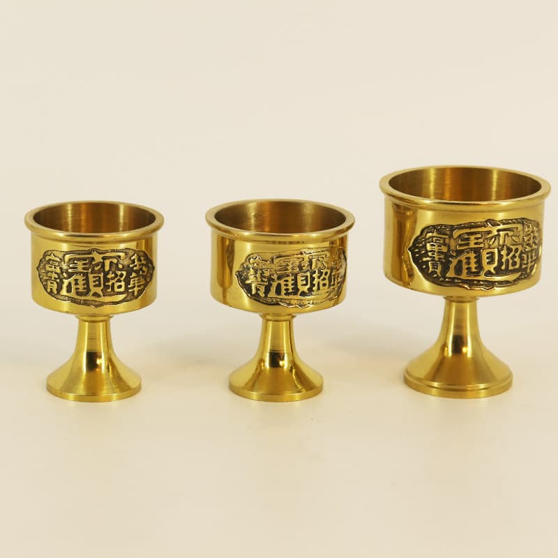 Factory Direct Brass Wine Cup Offering Cup Holy Water Cup for Buddha Worship, Guan Gong, God of Wealth, Guanyin Offering Wine Cup for Wealth