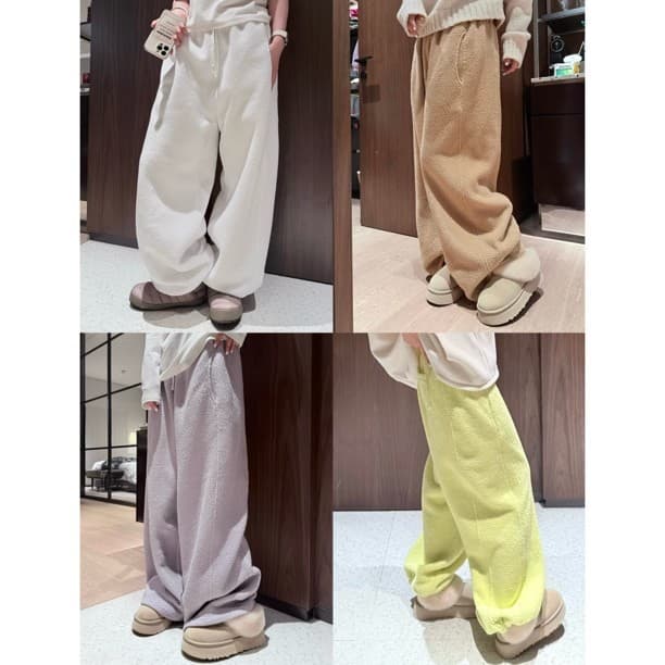 4336# 2026 ‘Year-End Feedback’ Polar Fleece Colorful Elastic Waist Unisex Loose Casual Pants