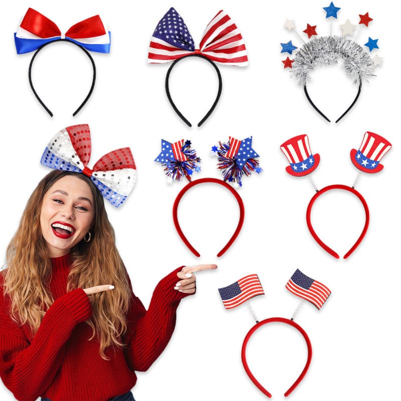 2025 USA Hair Accessories Children Adult Party Decoration Patriotic Parade Red Headband
