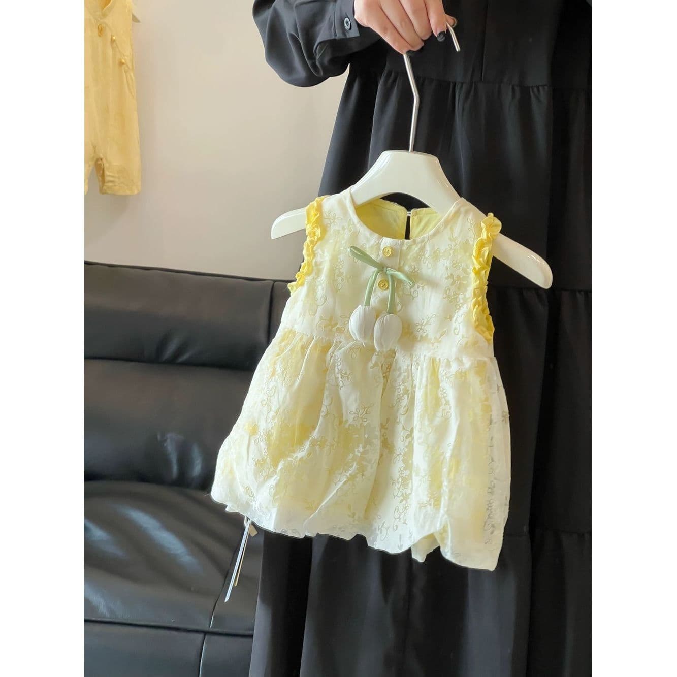 Adorable Princess 100-Day Baby Girl Dress Summer Sleeveless Thin Outfit for Parties