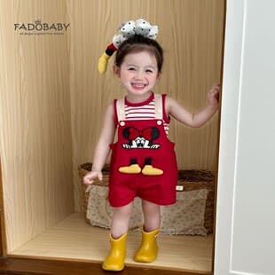 Cotton Baby Overalls Set New Summer Baby Girl Korean Style Vest Cute Cartoon Romper Shorts