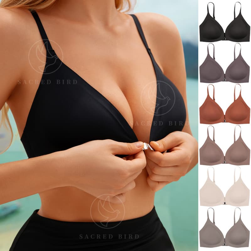 Seamless Sexy Women's Underwear Thin Chest Gathering Adjustable Bra Front Buckle Ladies Bra Comfortable Nylon Fabric