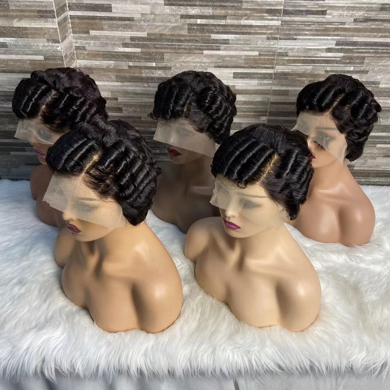 pixie cut wig 13*4lace 100%human hair African wool curly front lace wig