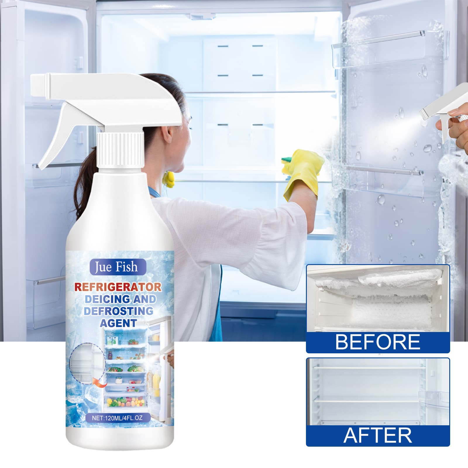 Jue-Fish Refrigerator Defrost Deicer Home Freezer Snow Melt Ice Removal Anti-Freeze Ice Melting Agent