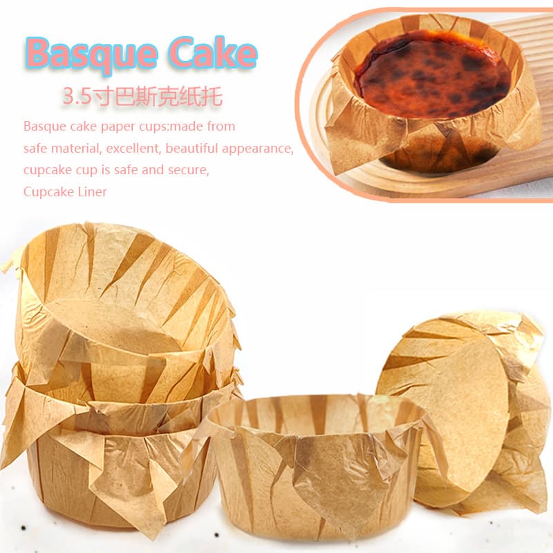 Basque Paper Cupcake Pan Liner Cake Packaging Oil Paper Wrap Baking Cake Cheesecake Holder 50pcs