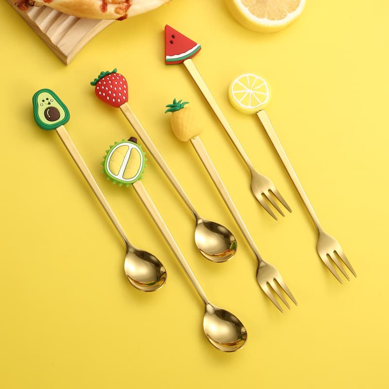 Wholesale 304 Stainless Steel Cartoon Cutlery Spoons and Forks - Creative and Cute Coffee Stirring Spoons and Fruit Forks - High-Value Gifts