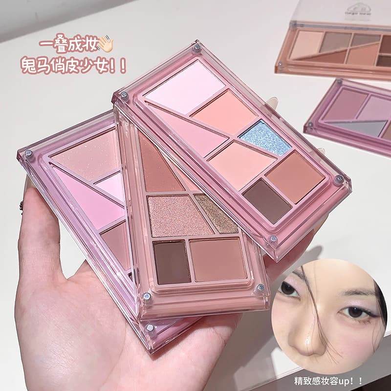 Gege Bear Layered Glow Eyeshadow Palette, Natural Everyday Light Makeup, High-End Look, Pearl Shimmer, Fine and Delicate