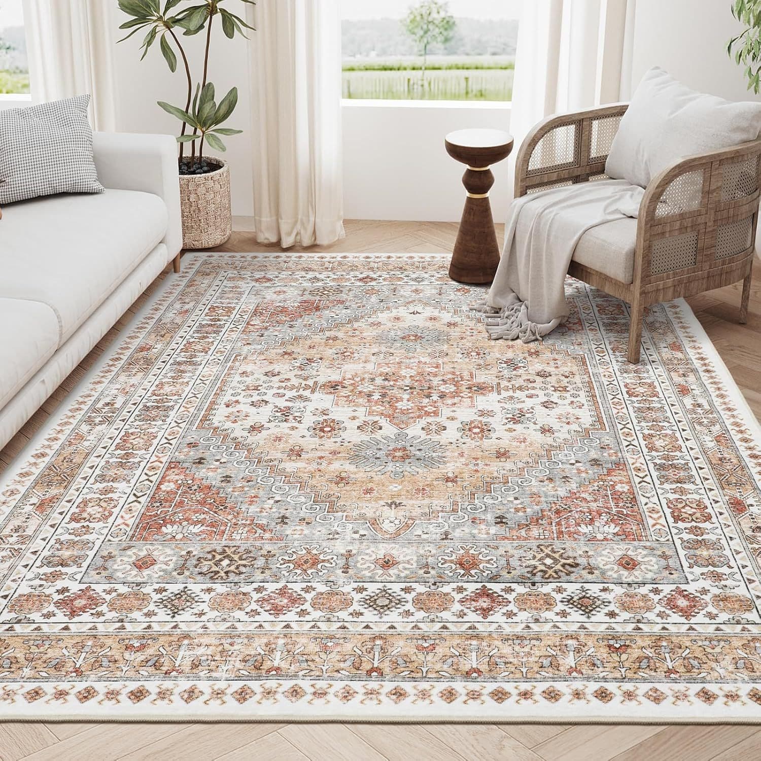 Cross-border Persian Ethnic Style Household Living Room Carpet Retro Bohemian Bedroom Bedside Carpet Wear-resistant Non-slip Floor Mat