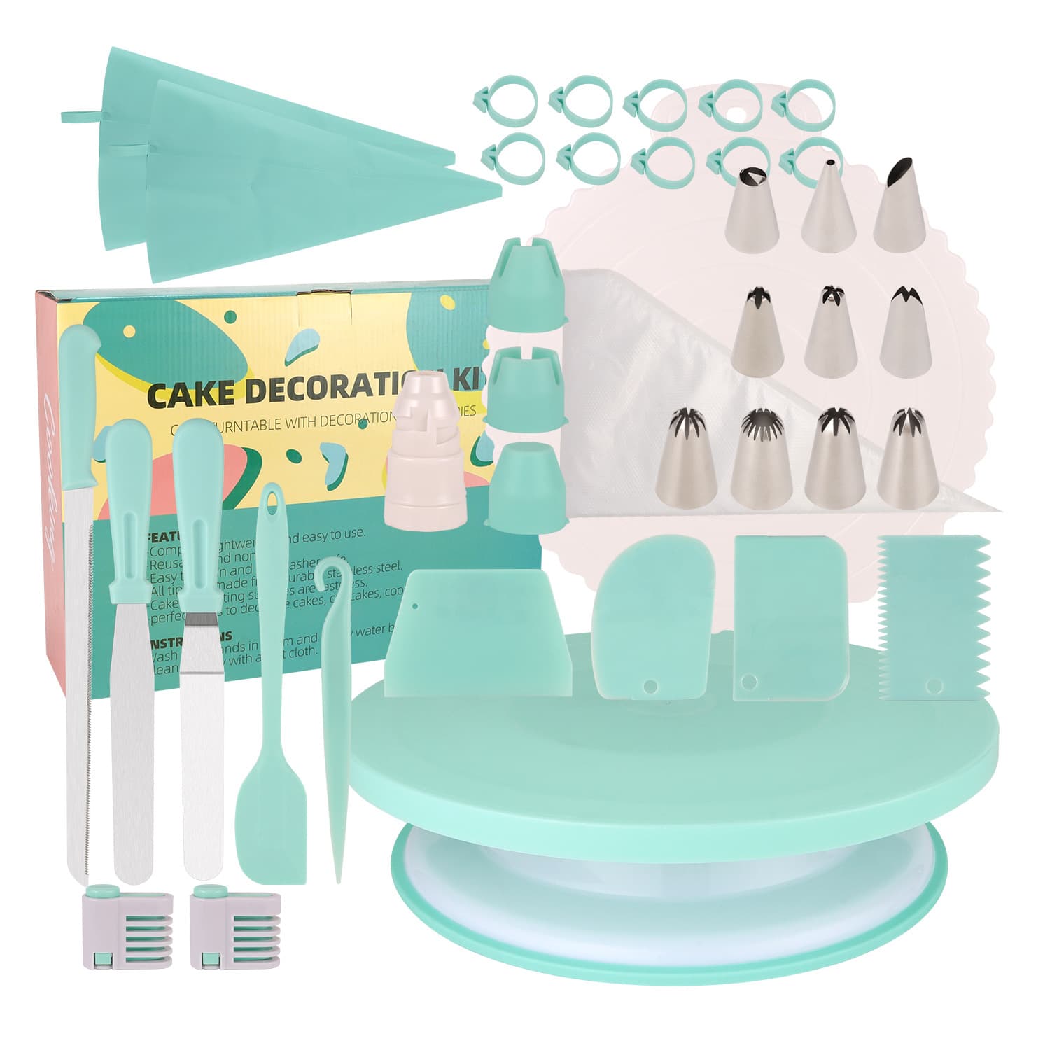 Amazon Best Selling Cake Turntable Set Baking Nozzle Set Fondant Baking Cake Decoration Tools