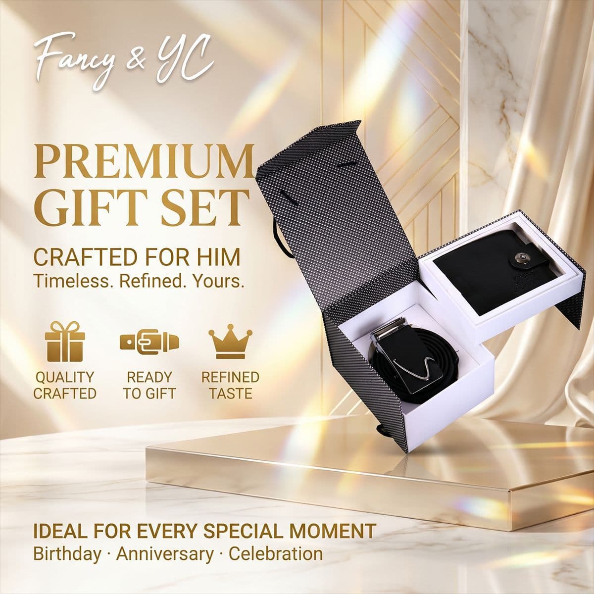 High-End Leather Belt and Wallet Set for Father's Day Birthday Business Gifts Practical and Stylish Men's Accessories Set