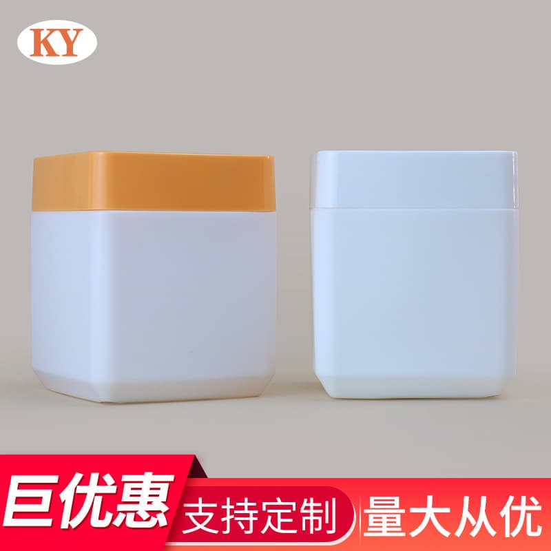 PE wide-mouth plastic cream bottle, square hair mask bottle, 500ml baked ointment bottle, scrub jar cosmetic packaging material