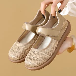 Wholesale Women's Summer Breathable Casual Shoes, New Style Women's Shoes, Versatile Hook-and-Loop Mesh Shoes, Lightweight Comfortable Flat Shoes