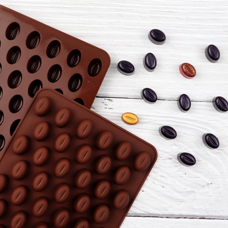Silicone Cake Mold 55-Cavity Small Coffee Bean Chocolate Mold Ice Cube Tray Mini Ice Cubes Wax Seal Stamp Mold