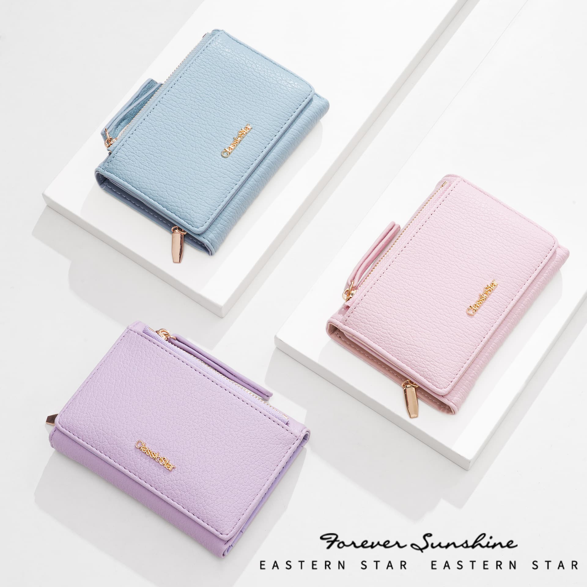 Cross-border Short Women's Wallet, Ins Fashion Minimalist Tri-fold Hardware LOGO Multi-card Slot Money Clip Wholesale