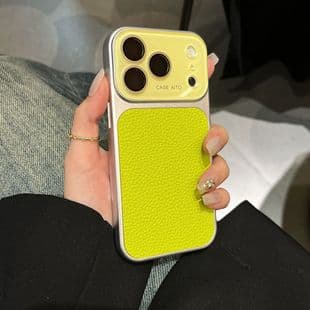 New Large Window iPhone 17 Pro Max Leather Grain Phone Case Compatible with Apple 16 Business Texture 15 Full Coverage