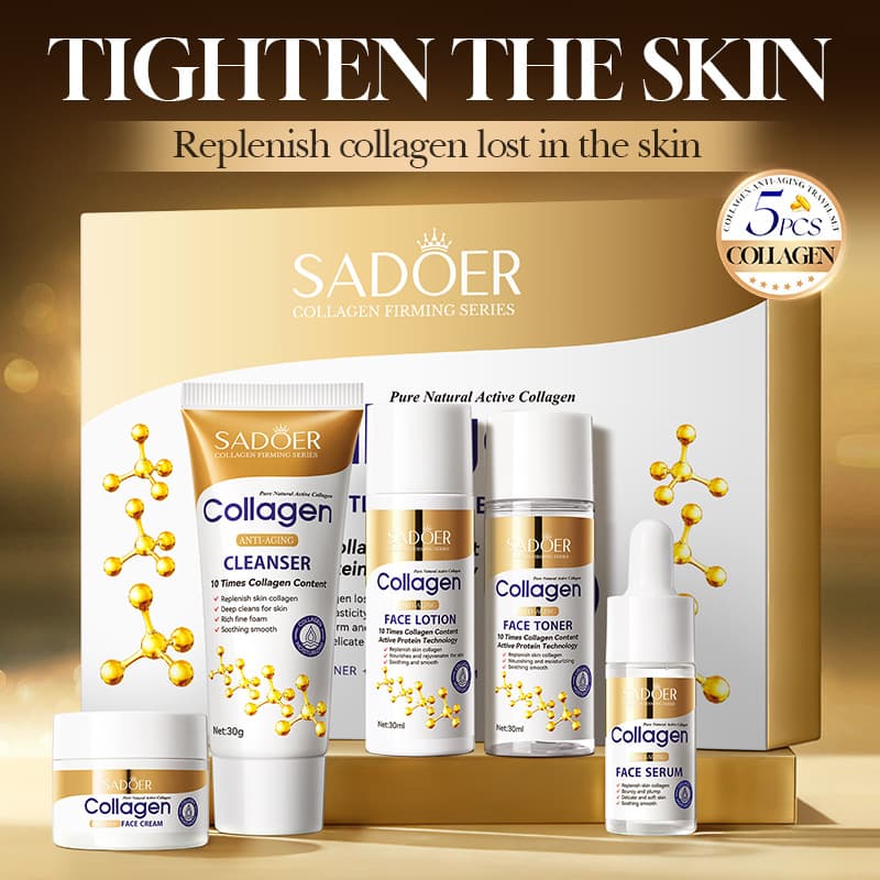 Cross-border collagen anti-wrinkle firming travel five-piece set SADOER moisturizing set foreign trade skin care products wholesale