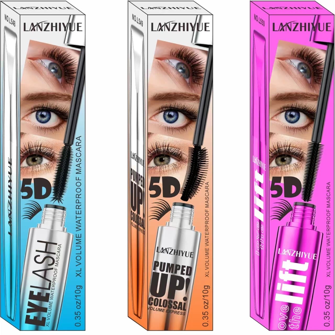 Cross-border Hot Selling Color Cosmetics Mascara Thickening Lengthening Curling 5D Waterproof Liquid Fiber Mascara