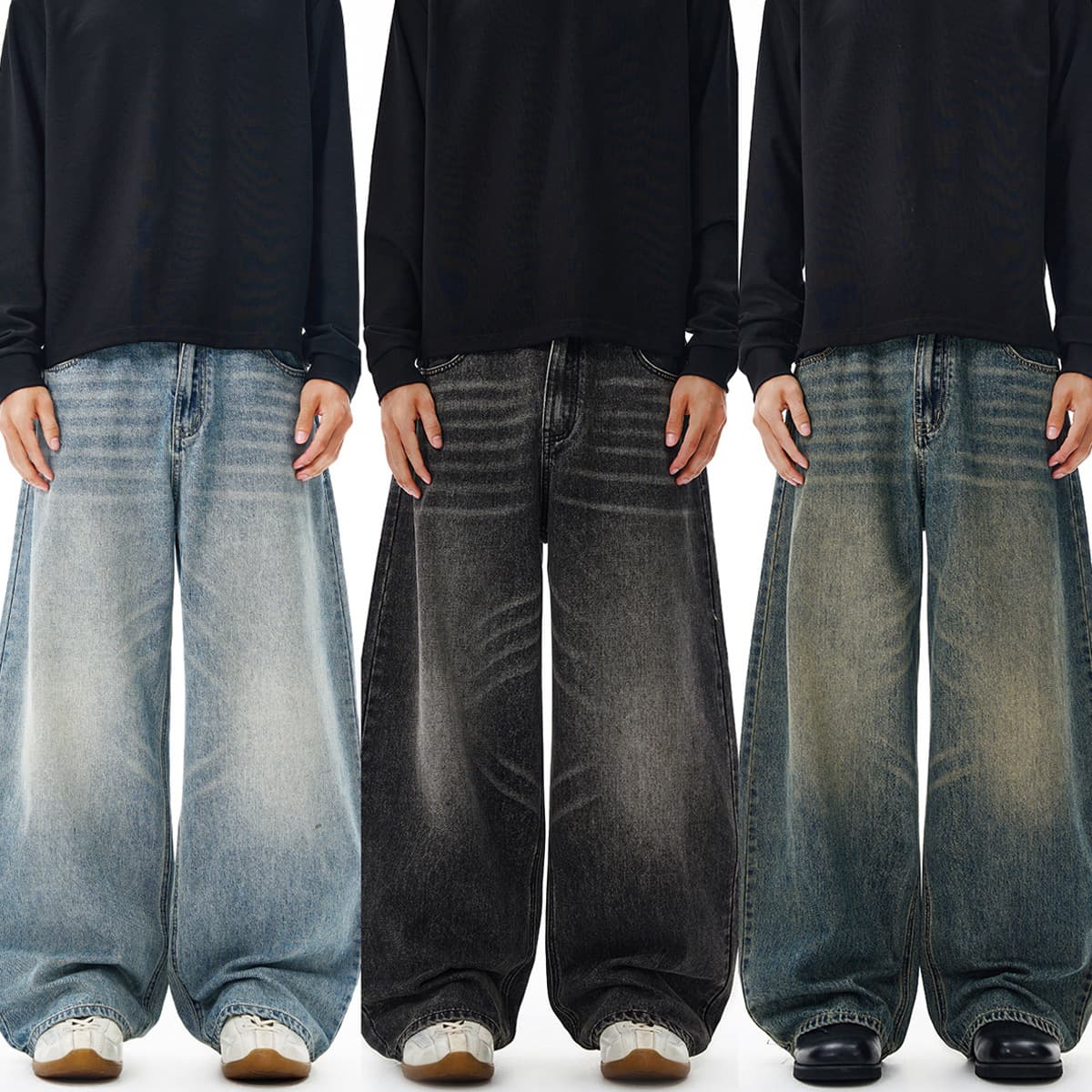 2025 Fall/Winter American Style Multi-Color Curved Jeans for Men and Women Straight Loose Arc Versatile Basic Long Pants Trendy