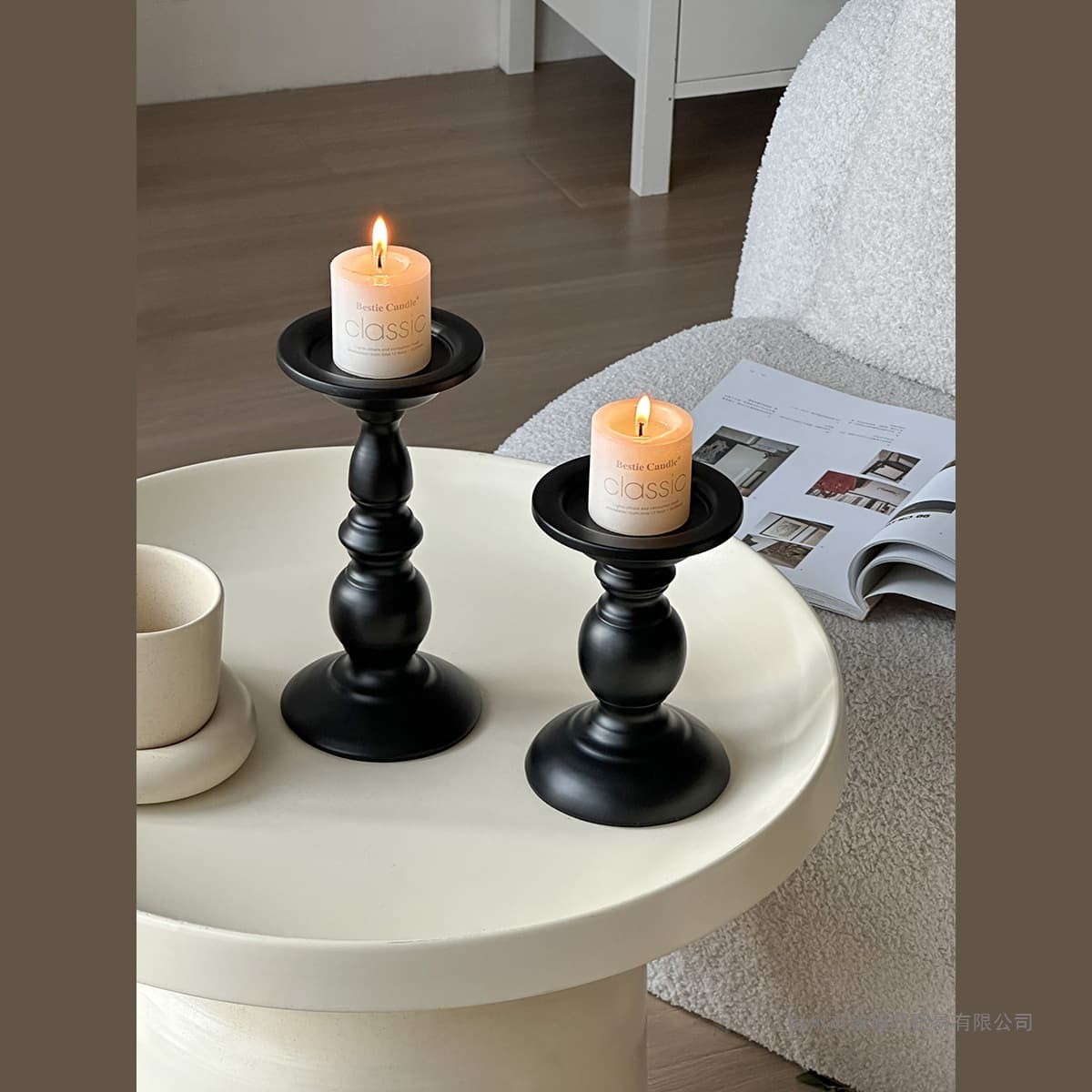 Retro Black Roman Column Candle Holder, Iron Craft Candle and Incense Stand, French-style Home Dining Table Atmosphere Decor