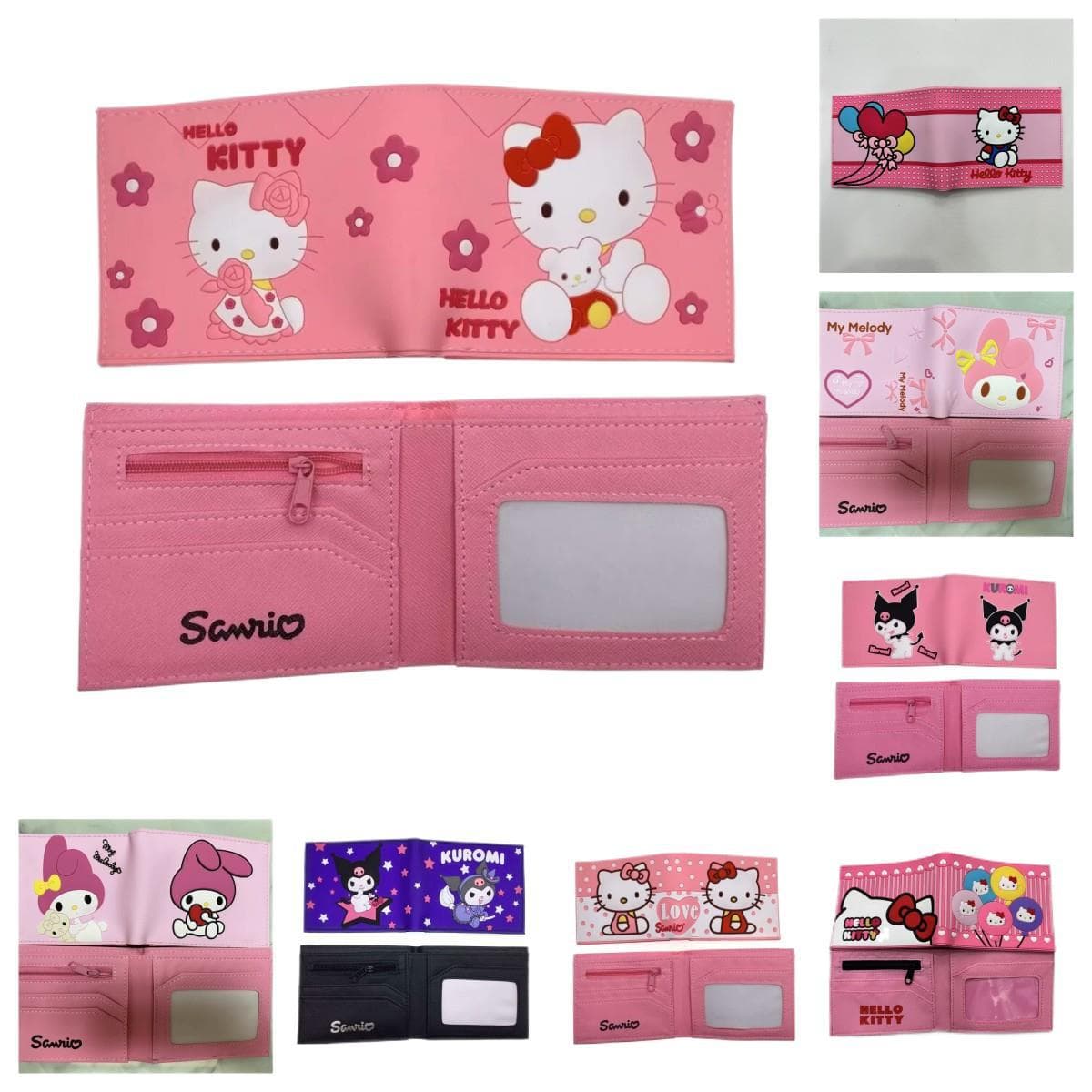 Hello Kitty Zipper Wallet for Women, Cute Cat Coin Purse, Student Short Wallet, Birthday Gift, KT Cat Card Holder