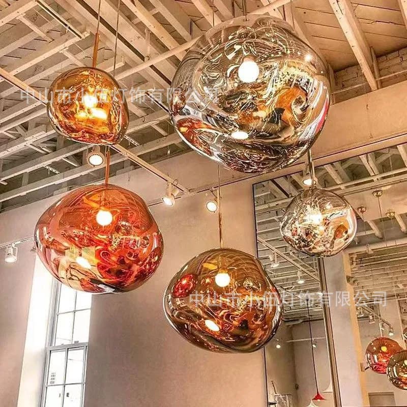 Nordic post-modern volcanic lava chandelier bar restaurant duplex staircase chandelier creative personalized glass ball chandelier