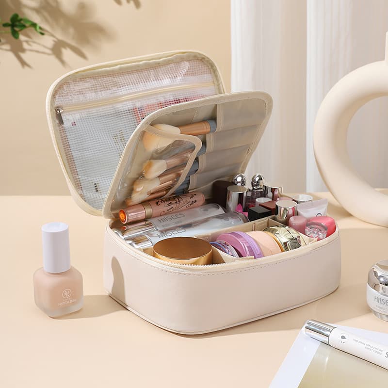 Large 3-in-1 Cosmetic Bag Premium Portable Toiletry Bag Travel Makeup Organizer Pouch Wash Bag
