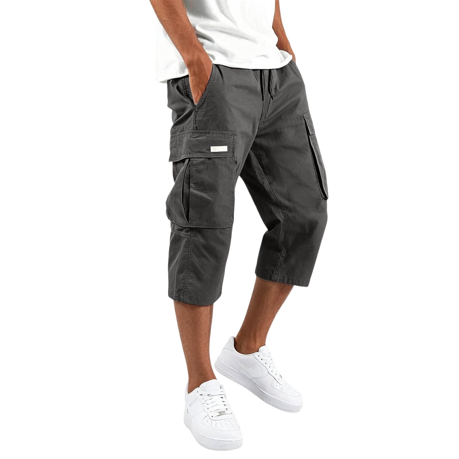 2026 Export Men's Flap Pocket Casual Cargo Pants Capri Pants Multi-Pocket Pants Men's Shorts Men's Style