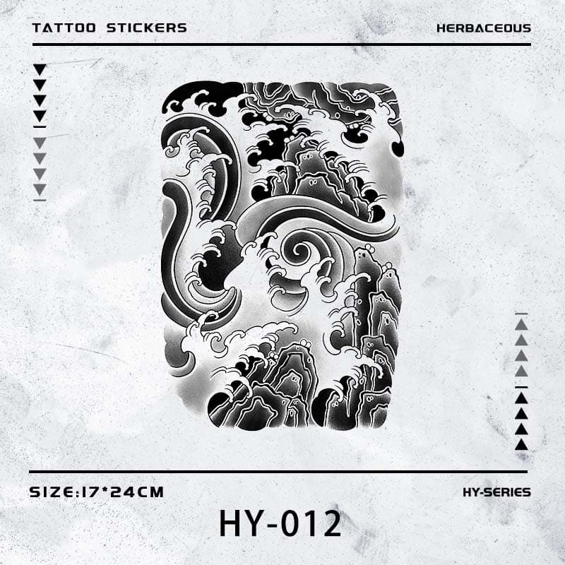 Waves, Internet celebrity, long-lasting, high-end, real tattoos, waterproof, sweatproof, non-reflective tattoos for cool men and women