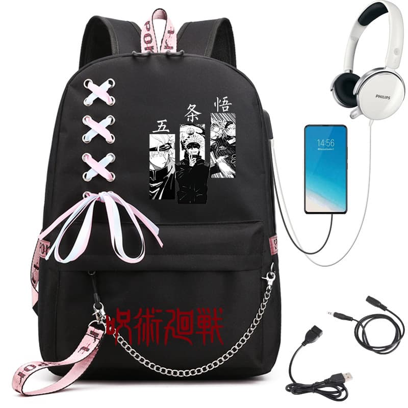 Jujutsu Kaisen School Backpack Chain Woven Bag Large Capacity Oxford Cloth Middle School Student Outdoor Backpack 0514