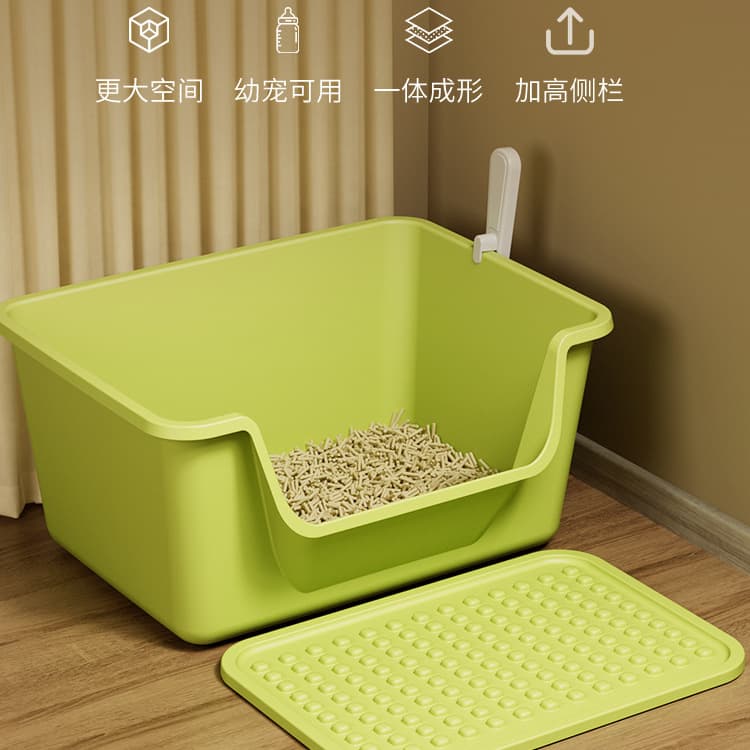 Cat Litter Box Anti-Splash Cat Toilet Odor-Proof Large Open Litter Box Cat Litter Accessories
