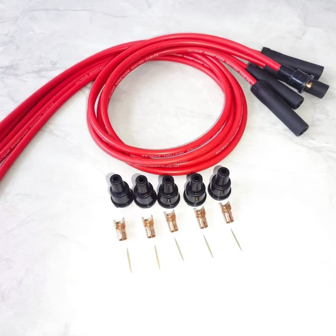 1.8m High Performance HEI Ignition Wire for 4-Cylinder Classic Cars Red 5pcs