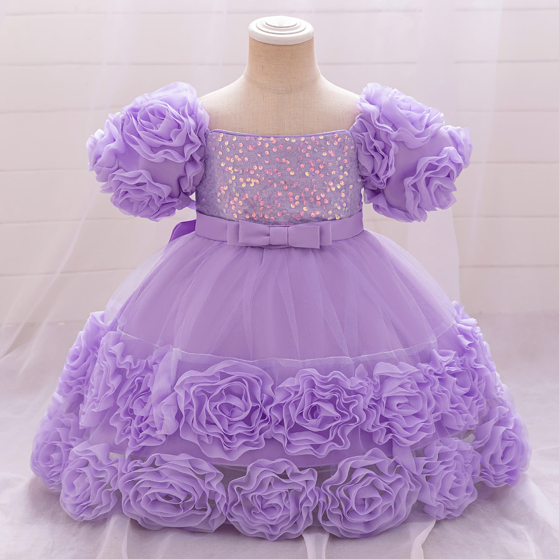 Girls Princess Dress Baby Dresses Formal Dress Children's Bud Sequins Host Piano Performance Costume
