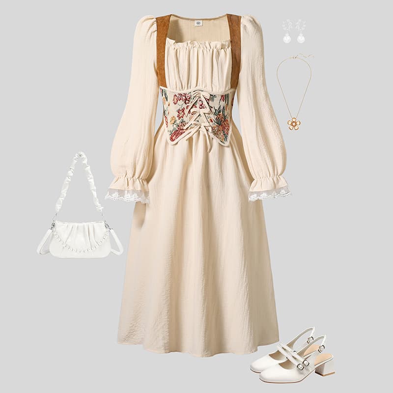Girls Dress Cross-Border Children's Clothing 2026 Spring New French Court Style Medieval Vintage Long Sleeve Princess Dress