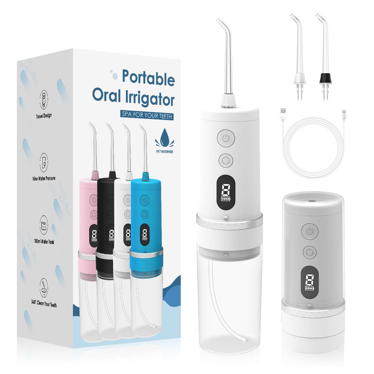 Cross-border Factory ODM Electric Oral Irrigator Portable Water Flosser Home Use Retractable Dental Cleaner Oral Rinser
