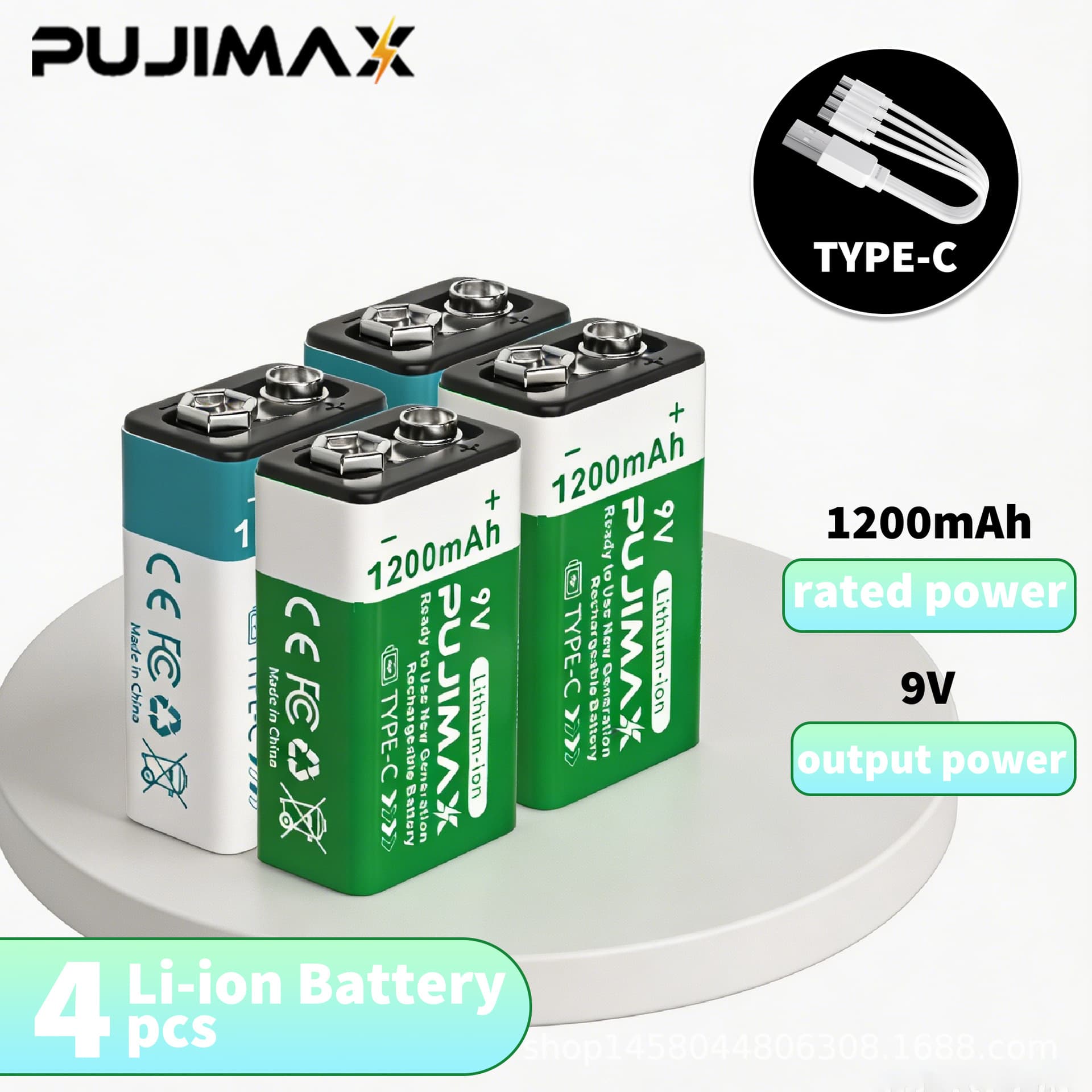 1-5 9V lithium batteries, type-c port batteries
