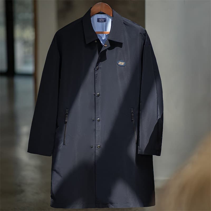 Madden Workwear American Vintage Teflon Triple-Proof Balmacaan Trench Coat Notched Lapel Mid-Length Overcoat Men's Autumn