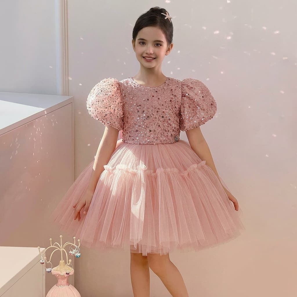 1-Year-Old Girl's Sequined Party Dress Birthday Tutu Princess Gown Export Children's Formal Wear