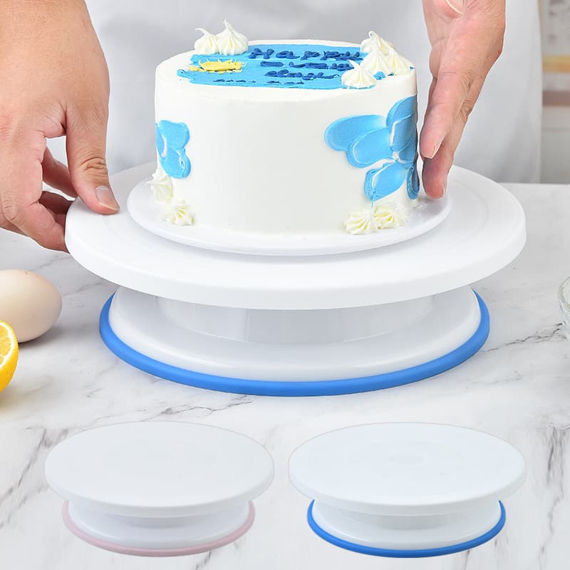 Manufacturer Wholesale Plastic Cake Turntable with Non-Slip Edge Baking Tool Cake Spinner Rotating Icing Stand Home Use