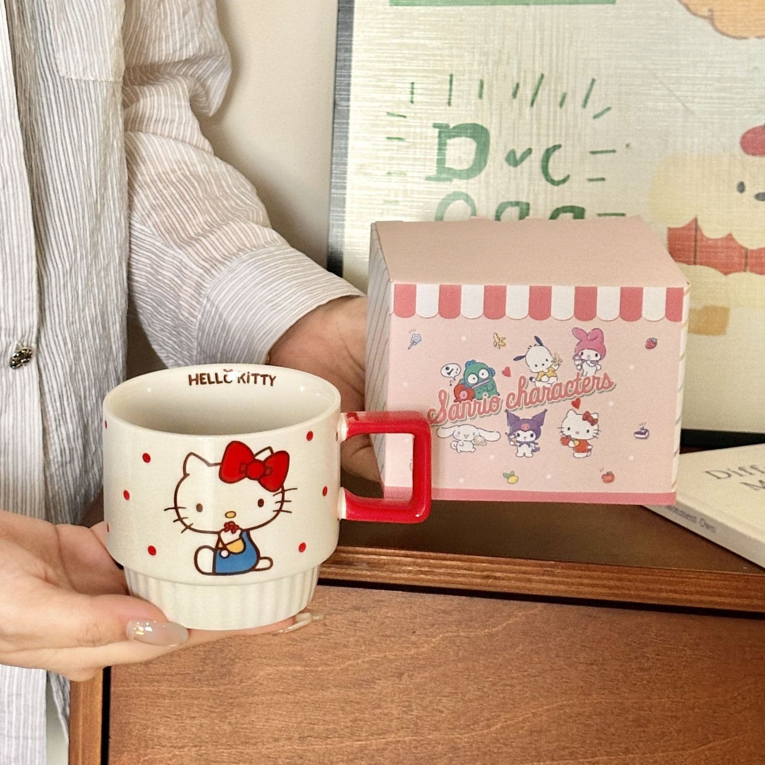 Sanrio Mug Ceramic Stackable Cup Cute Water Cup for Home Office High Aesthetic Women's Coffee Cup