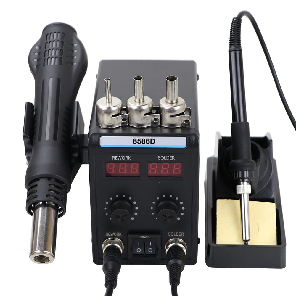 New 8586D 2-in-1 Desoldering Station Dual Digital Display Adjustable Temperature Soldering Station Mobile Phone Computer Repair Welding Tool