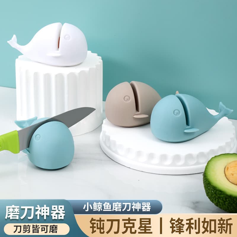 Little Whale Knife Sharpener - Cartoon Whale Sharpening Stone, Home Kitchen Diamond Sharpener with Cartoon Design