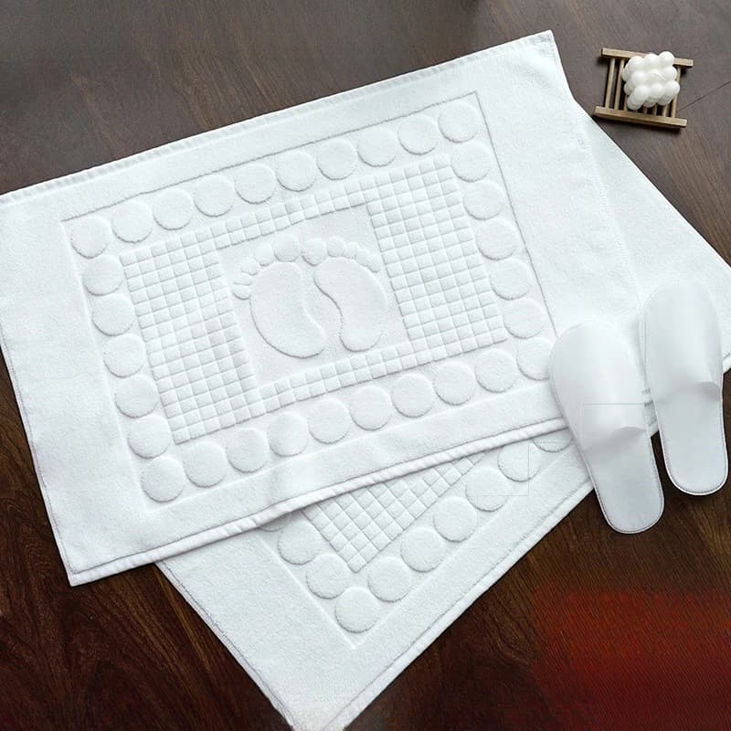 Bath Mat All-Cotton Hotel Room Bathroom Anti-Slip Pure Cotton Bath Mat White Absorbent Thick Hotel Bath Mat Toilet Mat
