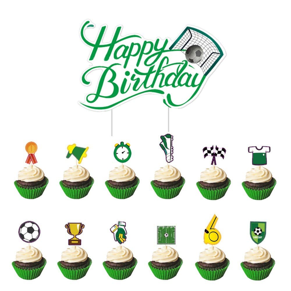 World Cup Cake Topper Flag Football Theme Set Birthday Cake Insert Card Flag Balloon Supplies